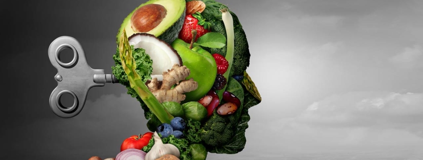 vegan diet and mental function concept as a psychiatry symbol