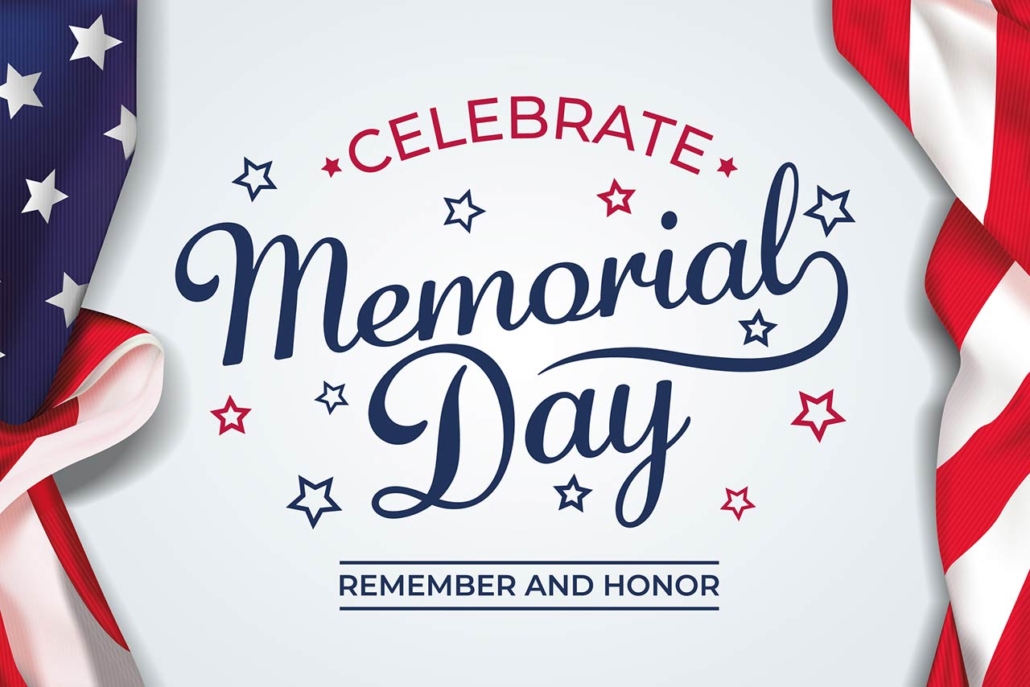 Memorial Day Vector illustration with american flags on the sides