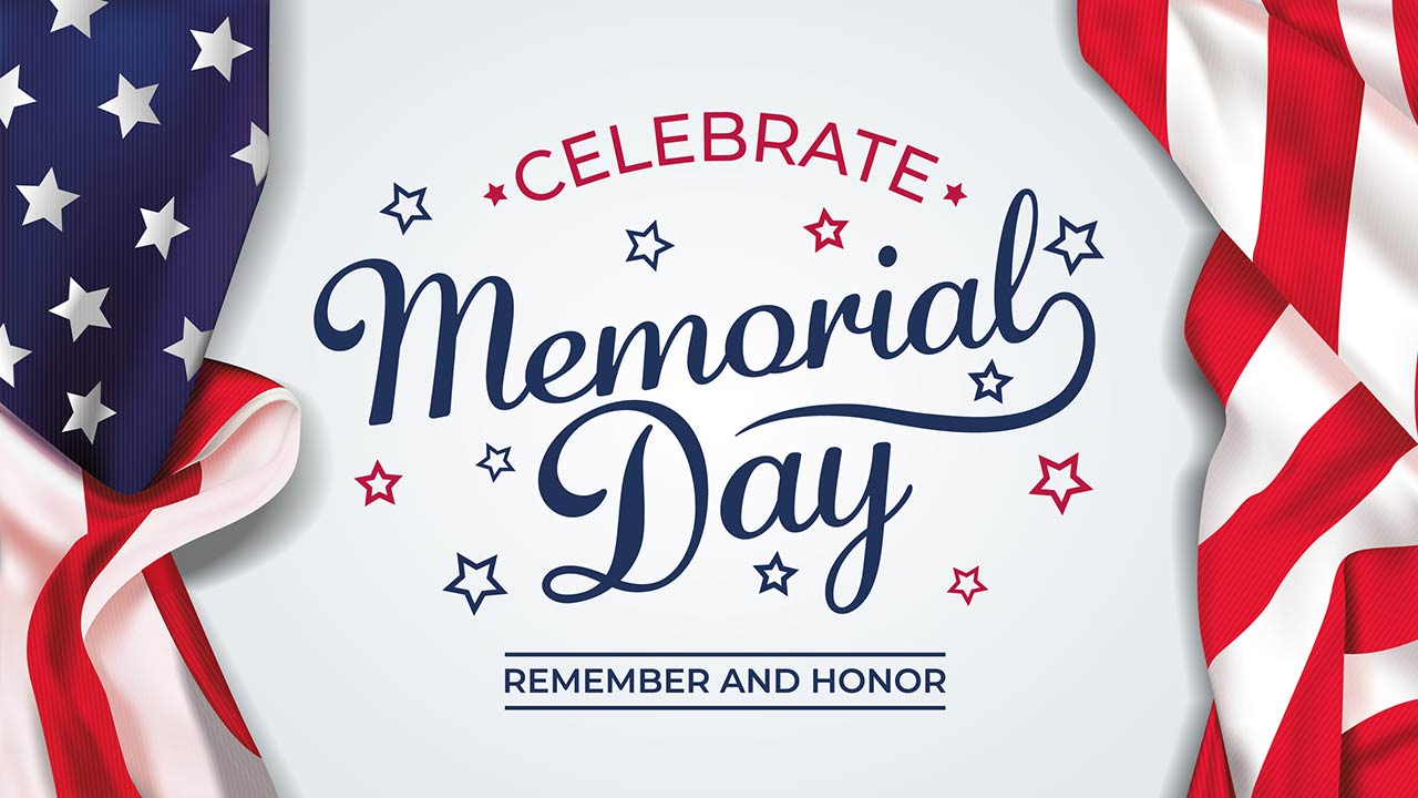 Memorial Day Vector illustration with american flags on the sides