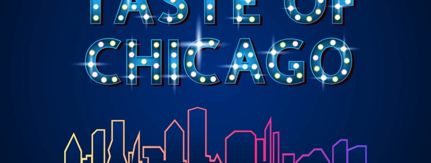 Taste of Chicago vintage banner graphic with skyline