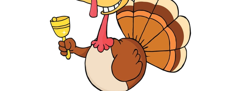 Turkey Cartoon Character Ringing A Bell