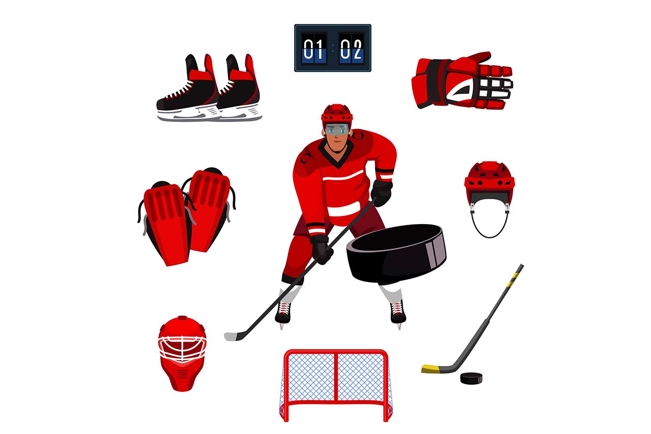 Hockey sport flat banner vector template