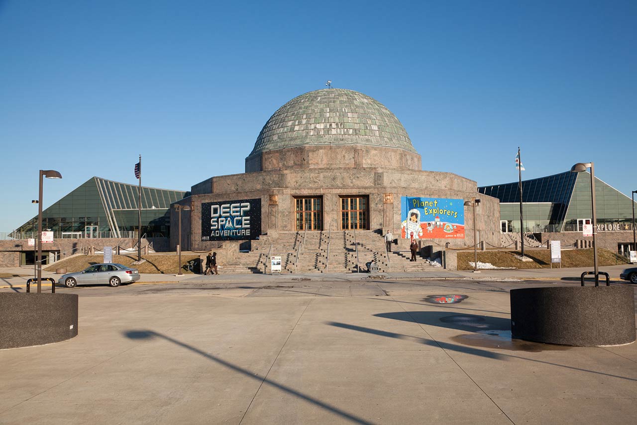 Adler Planetarium in downtown Chicago photographed from west side