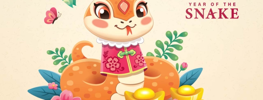 Chinese New Year, Year of the Snake zodiac cartoon character design