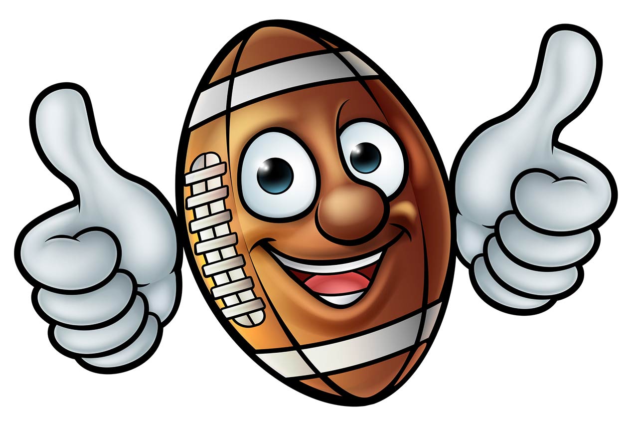 An American football ball cartoon sports mascot